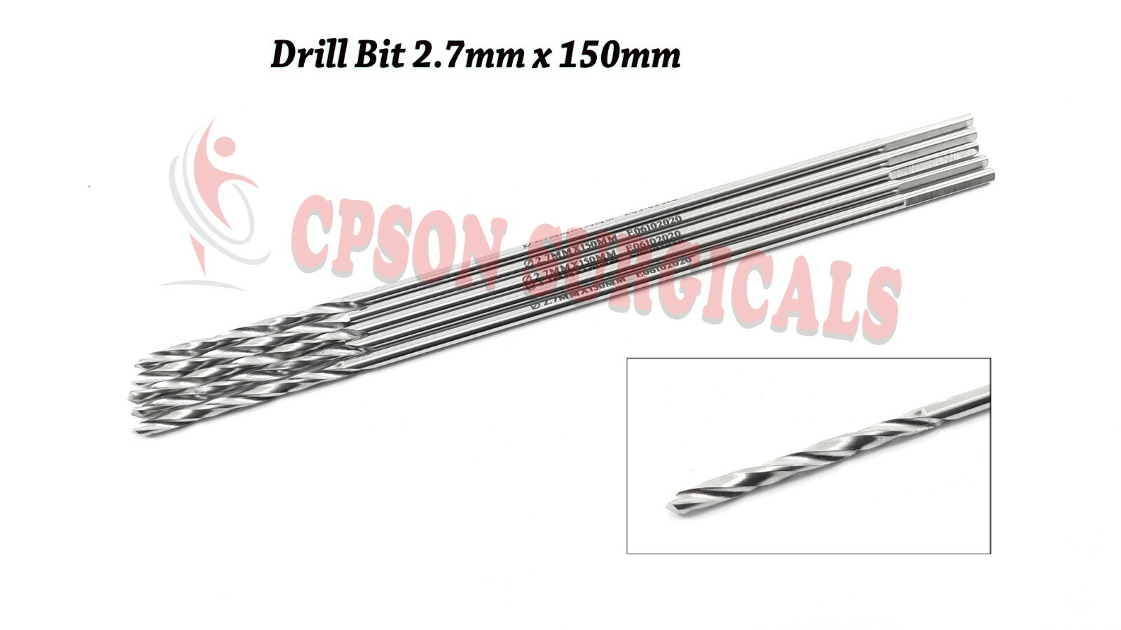2.7mm Drill Bit Length 150 mm lot of 5 pcs Surgical Instrument SS