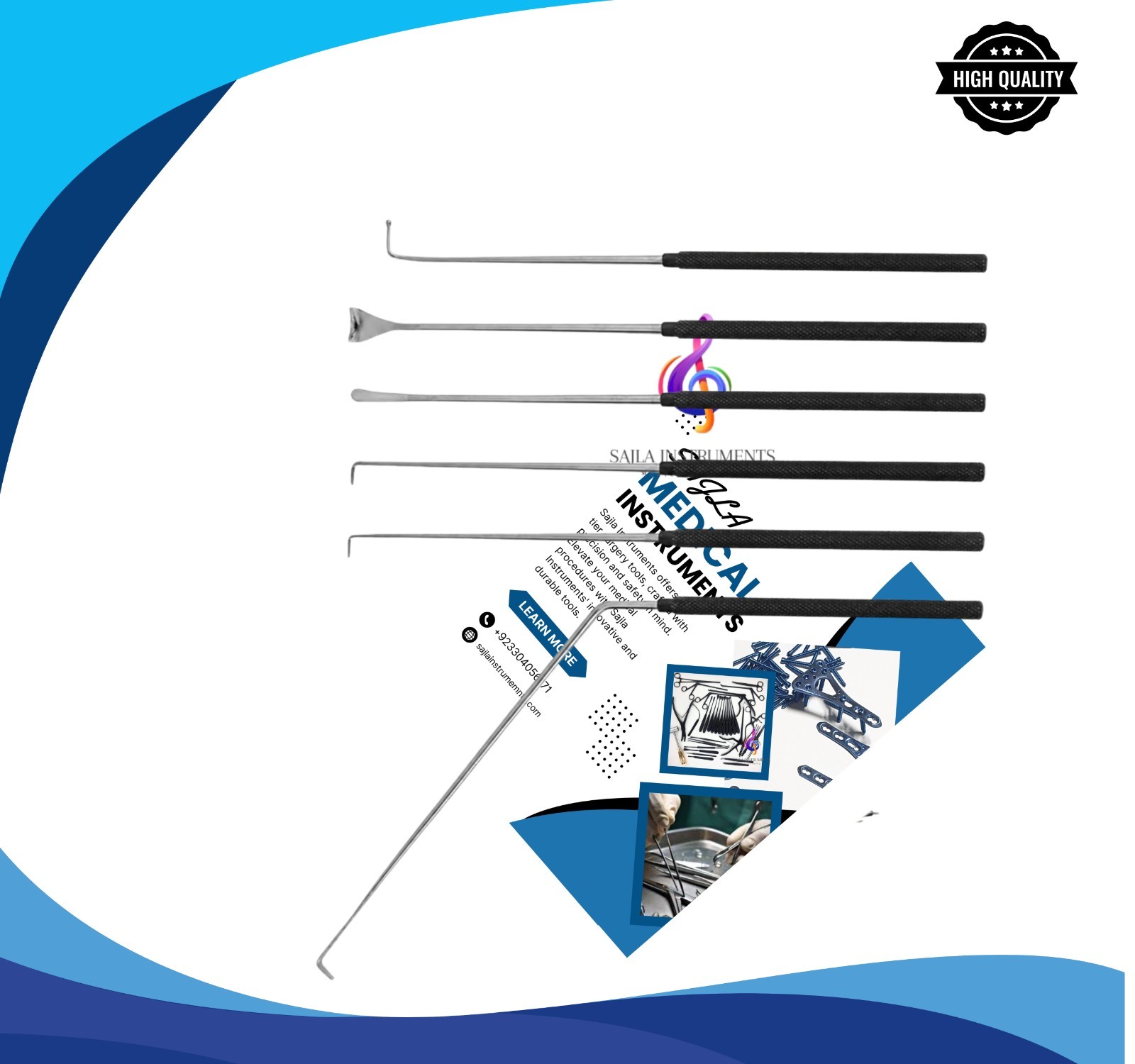 6 PCS Nerve Root Penfield Retractor & Dissector Spinal Orthopedic Instruments.