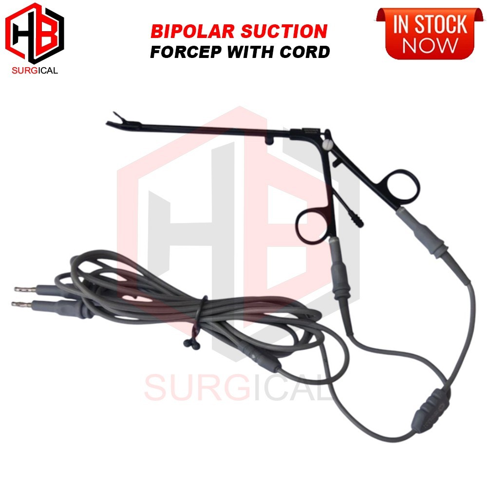 STAMMBERGER Bipolar Suction Forceps, 12.5cm Length, 15° Up Tip With Cord 3 meter