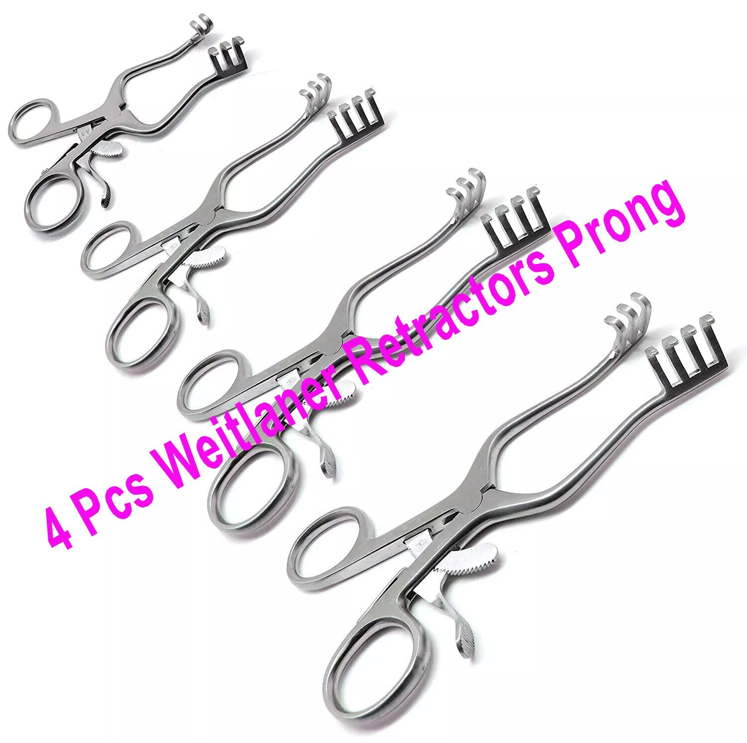 4 Pcs Weitlaner Retractors Prong Surgical Veterinary Stainless Steel Instruments