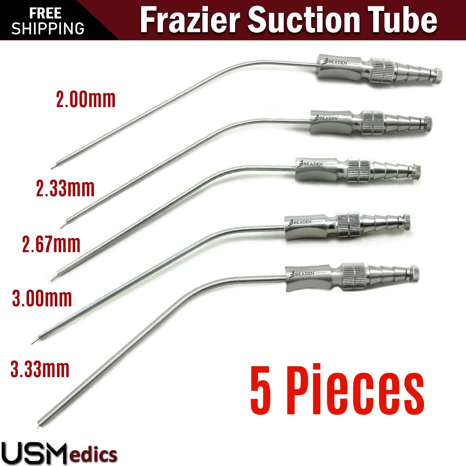 Surgical Frazier Suction Tubes Pieces Neuro Medical Ear ENT Instruments Beaden®