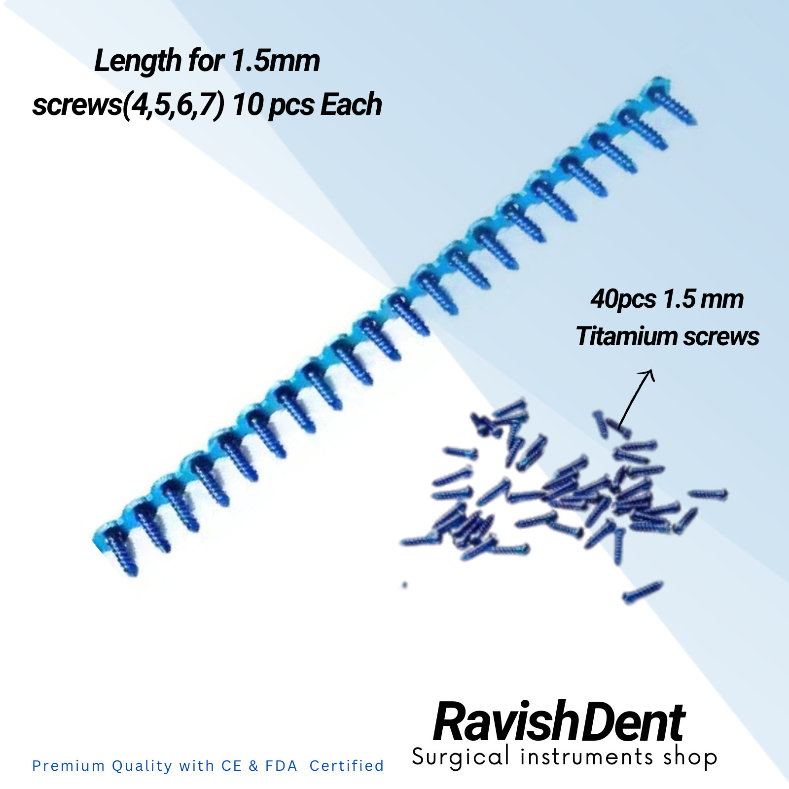 Maxillofacial Mini Straight Plates 5pcs 2.0mm 5pcs 1.5mm Titanium 80pcs Screw DR