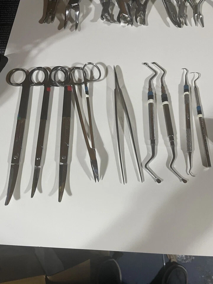 Lot of 48+Surgical Steel Instruments Variety hammer, Pickups, Pliers Etc