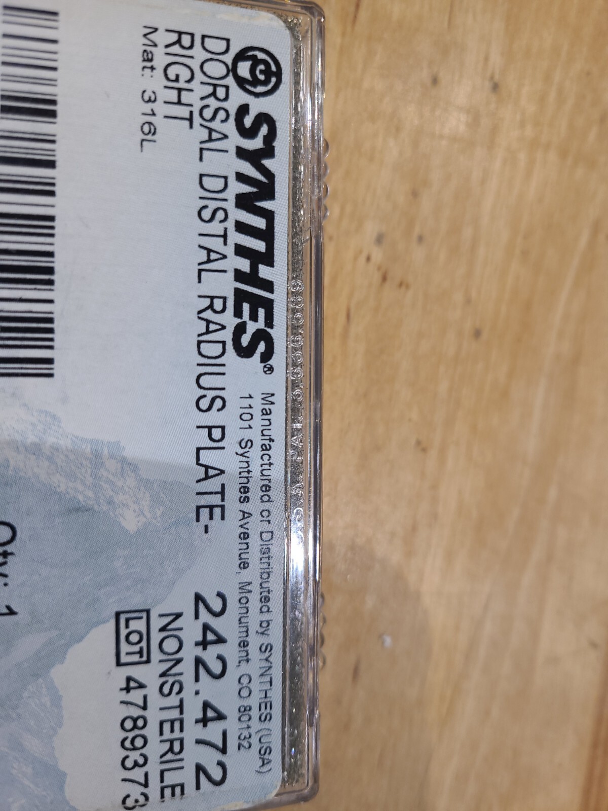Synthes Dorsal Distal Radius Right Extras