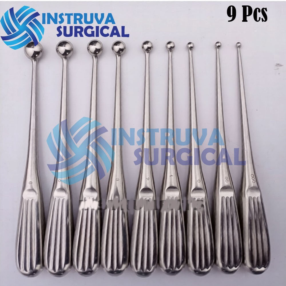 Volkmann Bone Curette Set of 9 Pieces Orthopedic Surgical Instruments