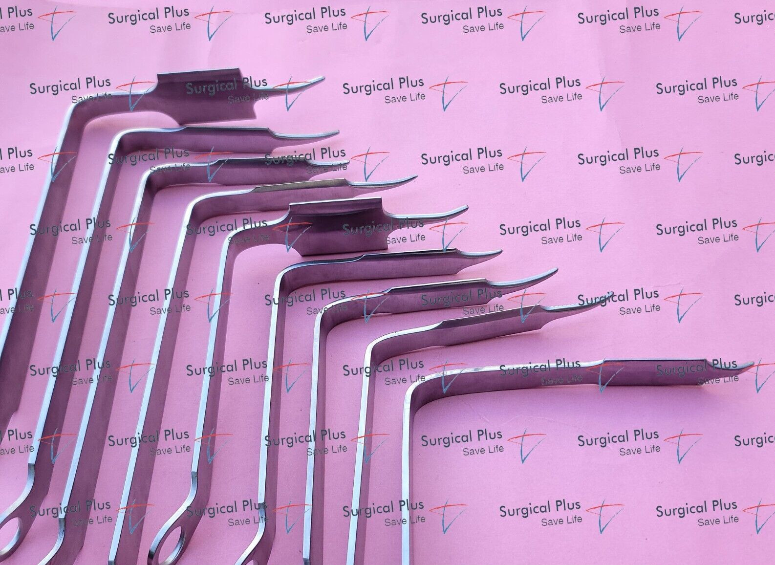 Set Of 9 Bent Hohmann Knee Retractor Hip Arthroplasty Joint Surgery