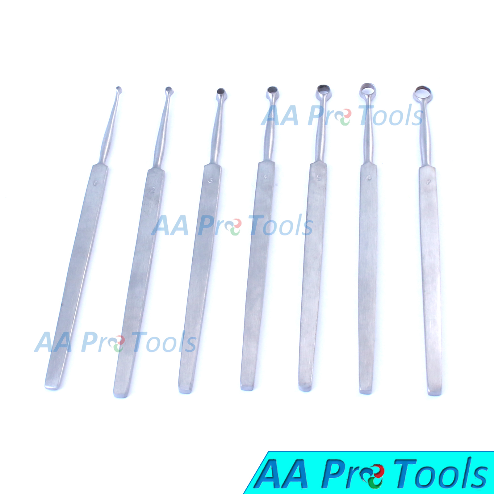 OR Grade 7 Piece Fox Dermal Curettes 1mm-7mm Dermalology ENT Instruments