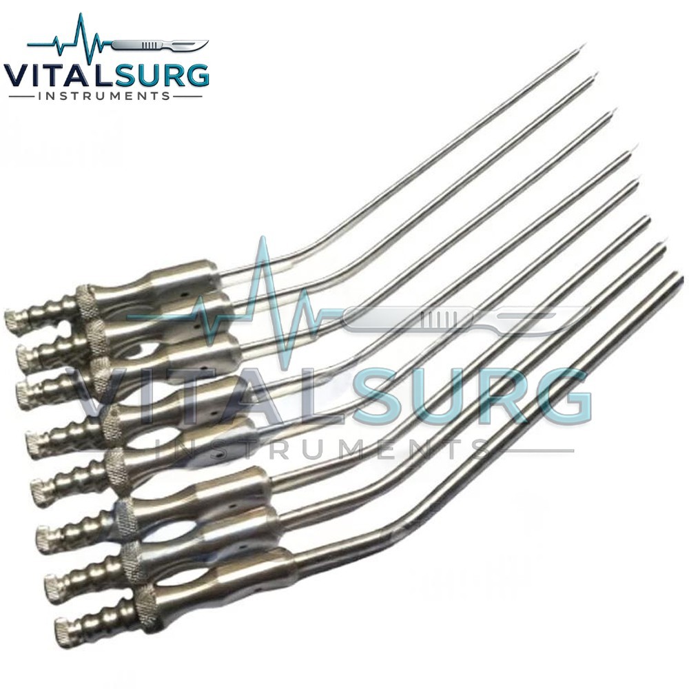 Frazier Suction Tube 6,7,8,9,10,11,12,15 Surgical Diagnostic Instrument Set of 8