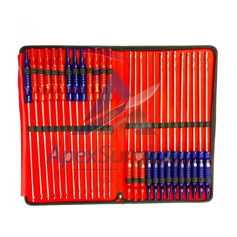 Fixed Handle Cannula Set of 26 pieces Liposuction Surgical Set with Pouch