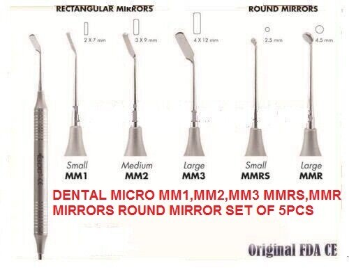 DENTAL INSTRUMENT TOOLS MICRO SURGICAL MIRRORS ROUND MIRROR SET OF 5PCS Express