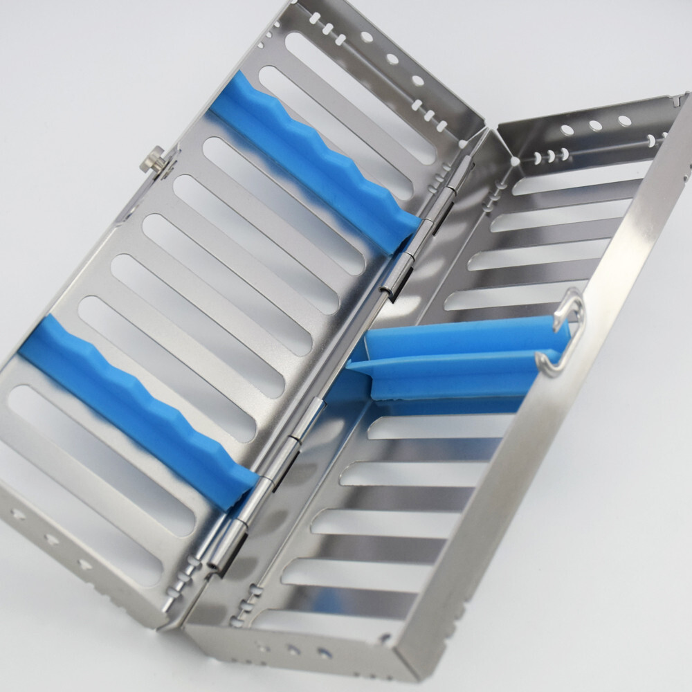 Dental Surgical Instrument Sterilization Cassette Box Tray 5 Rack Rubber