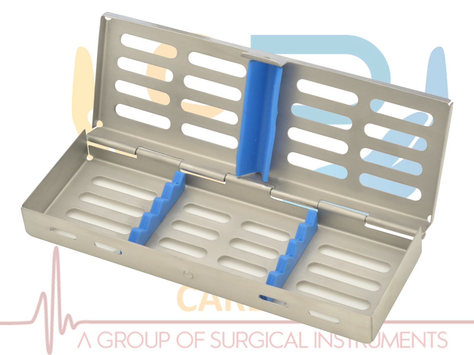 Stainless Steel Dental Instruments Tray Cassette Sterilization Box For 5 Pcs