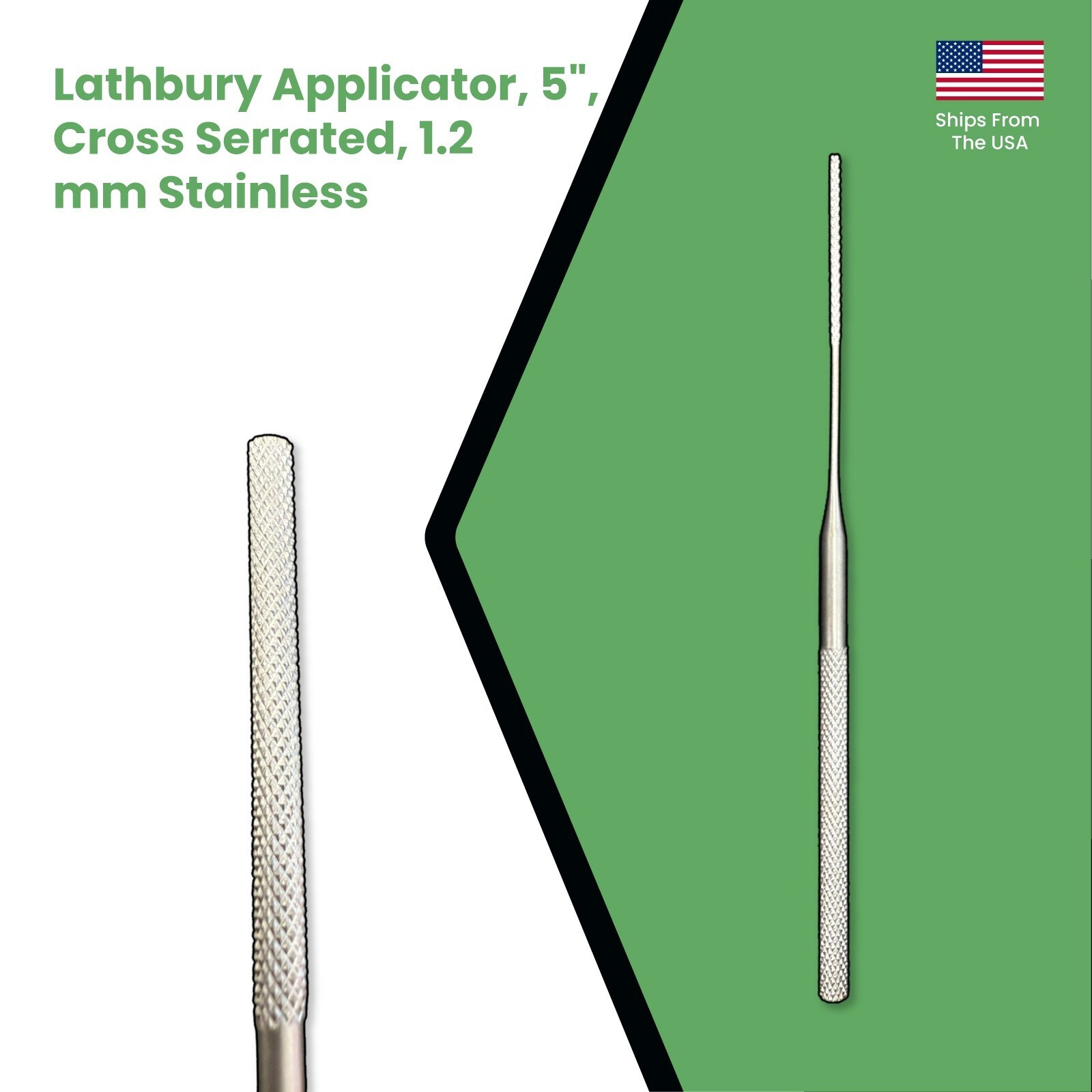 Set of 5 Lathbury Applicators, 5″, Cross Serrated, 1.2 mm Stainless