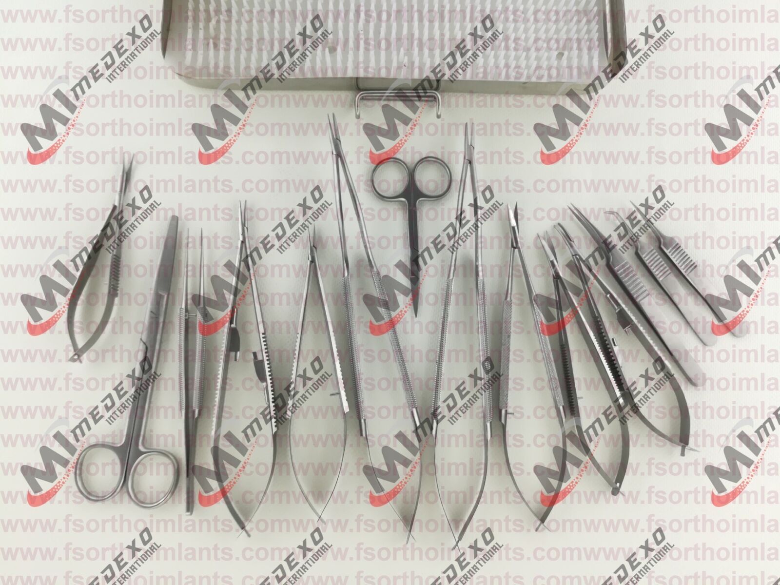 Micro Surgery Instrument With Sterilization Tray &Silicone Mat Set Of 14 Pcs