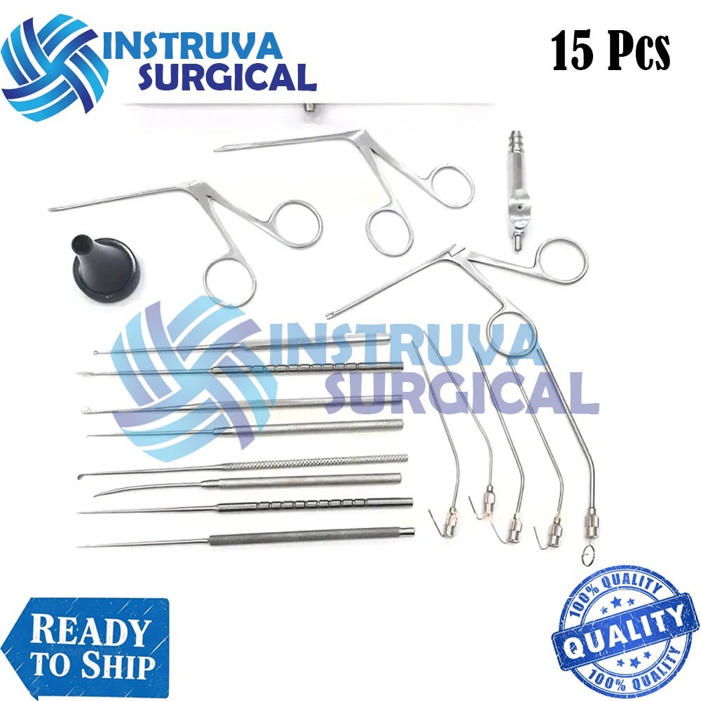 Myringotomy Instruments Set Of 15 PCs For ENT Myringoplasty Surgical Instruments