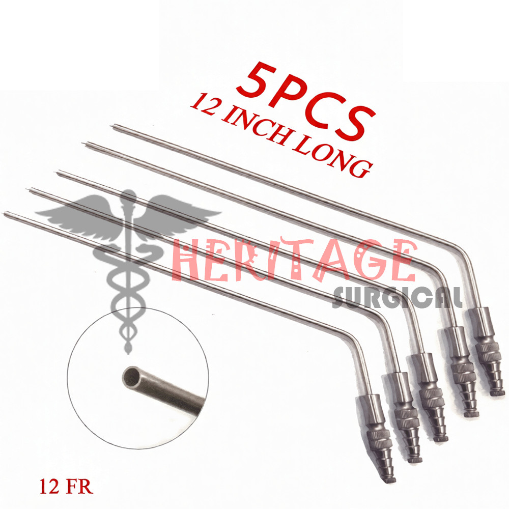 FRAZIERS SUCTION TUBE 12FR INSTRUMENTS 12INCH LONG HIGH QUALITY 5 PCS SET