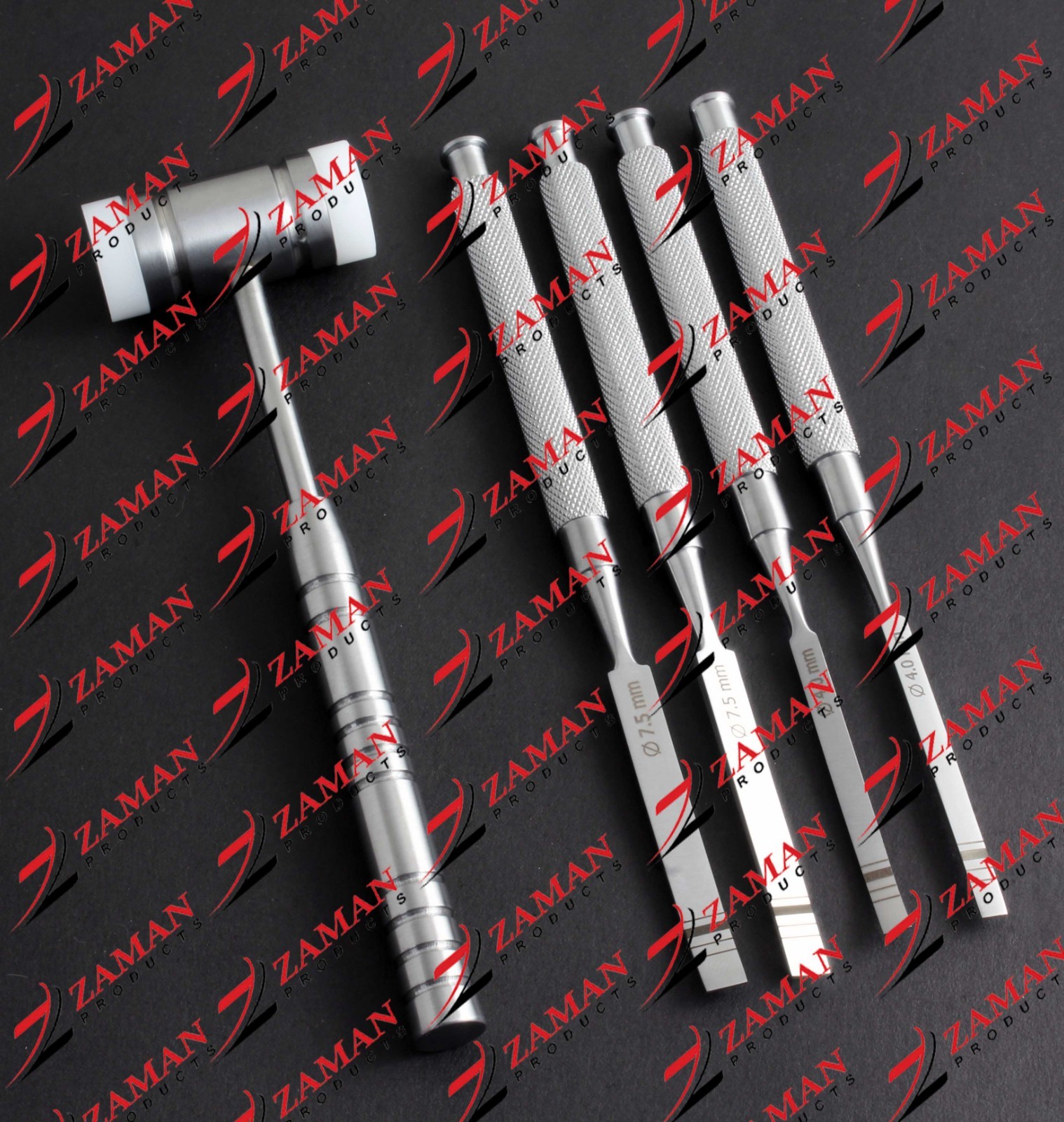 Ridge Splitting Bone Chisels with Mead Mallet Dental Periodontal Inst 5 PCs Set