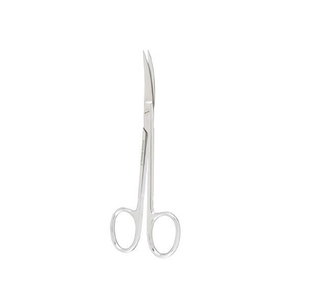 Plastic Surgery Scissor, 4.75″, Curved Blades, Sharp Tips, 1 Serrated Blade