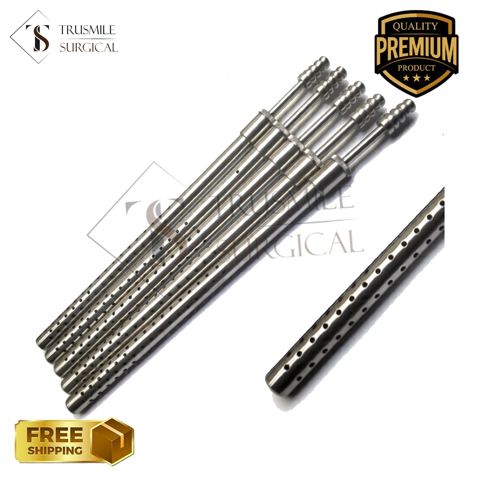 Poole Suction Tube 30 Fr, 10mm Straight Surgical Instruments Set of 5 Pcs