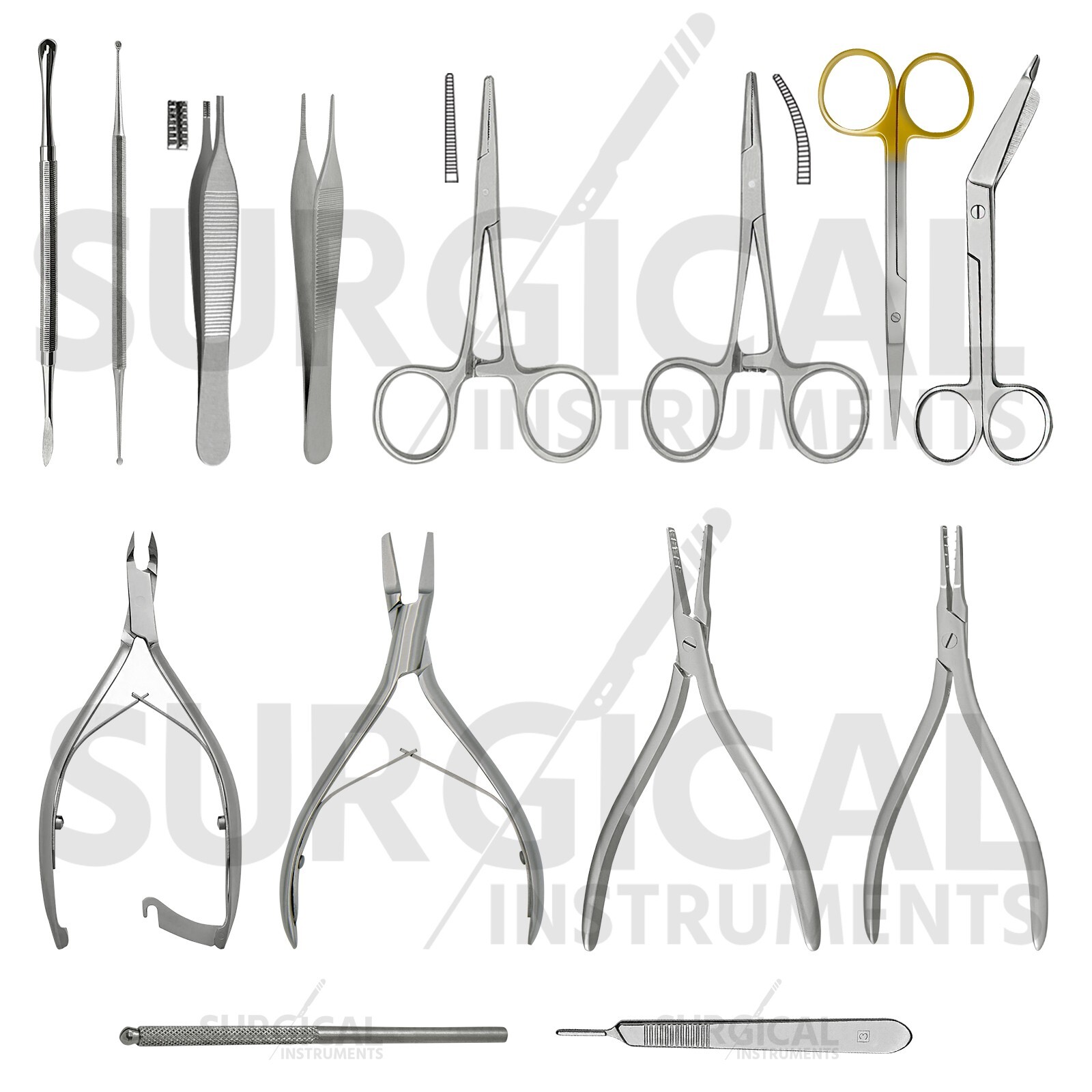 14 Pcs Toenail Removal Surgery Set Stainless Surgical Podiatry Instruments Kit