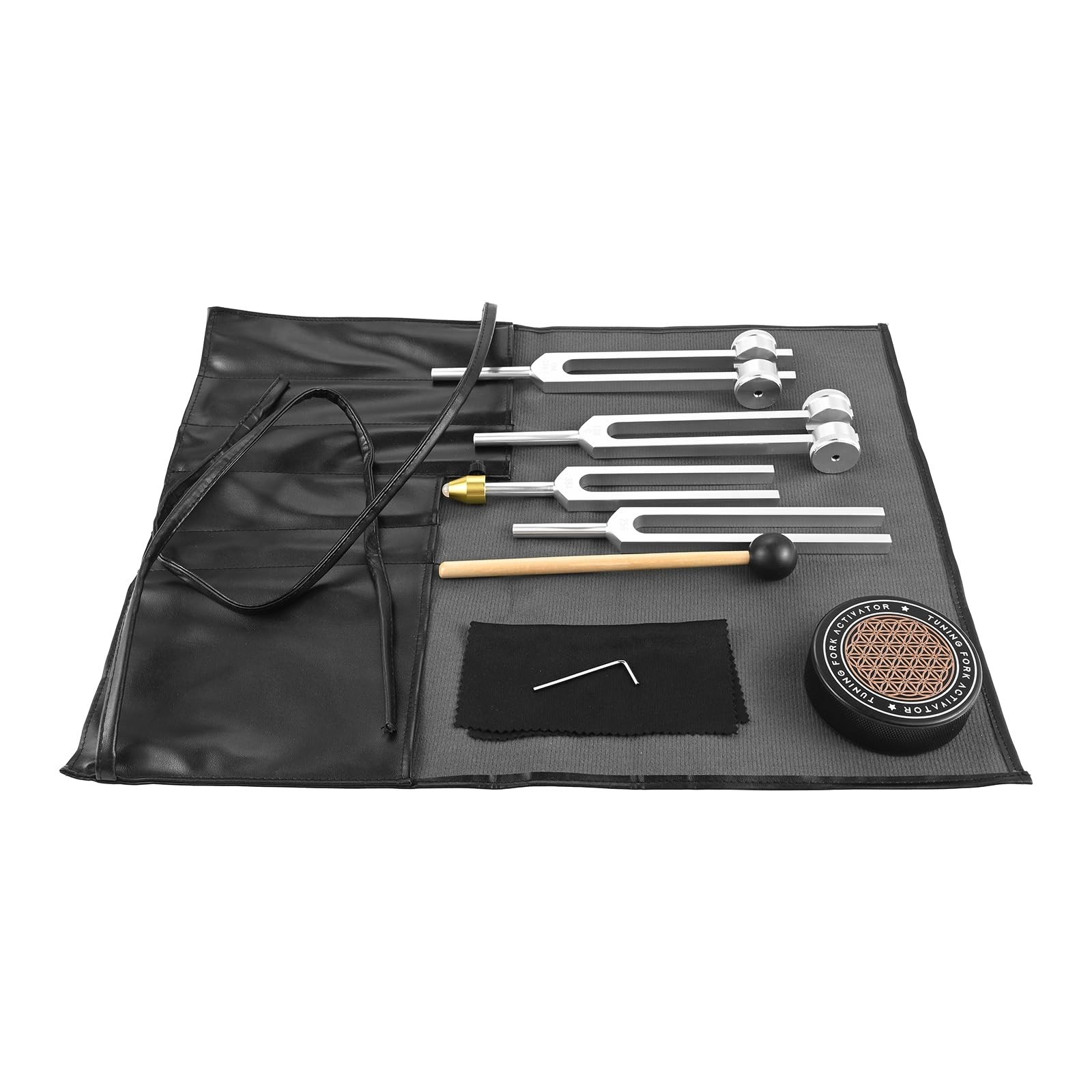 Aluminum Alloy Tuning Fork Set (128Hz, 136.1Hz, 256Hz, 384Hz), Weighted & Unw…