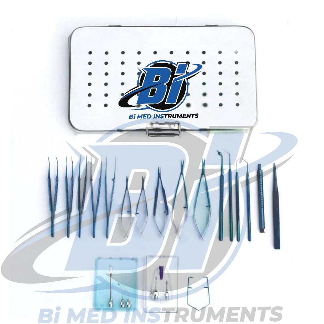 21 PCS Titanium Coated Eye Cataract Ophthalmic Surgical Instruments Set With Box
