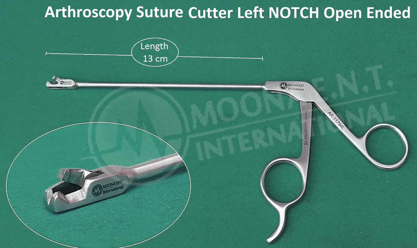 ARTHROSCOPY SUTURE CUTTER – Open Ended – LEFT NOTCH Same As ARTHREX AR-11794L