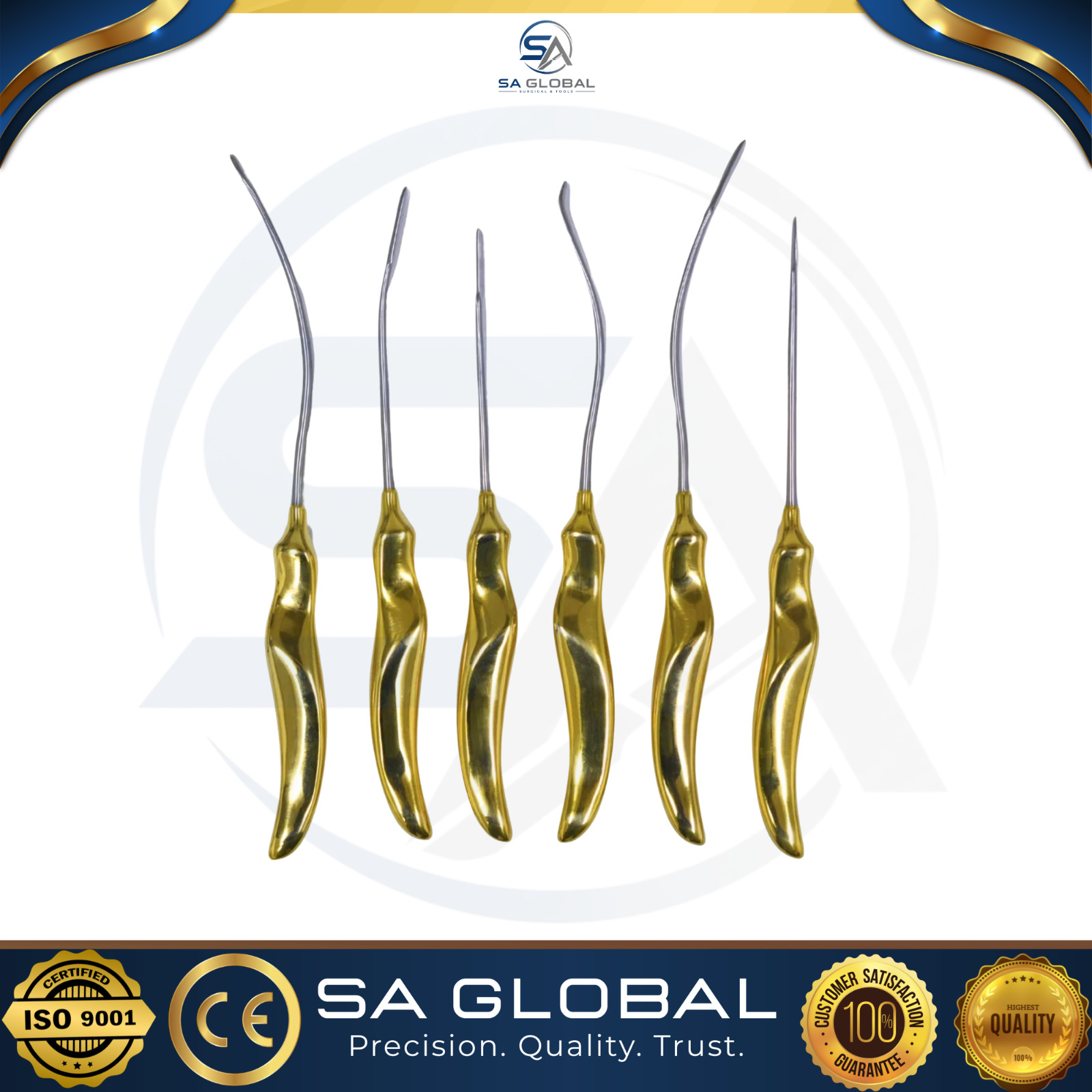 Face lift browlift dissectors & elevator set of 6 pcs- 1 set plastic surgery