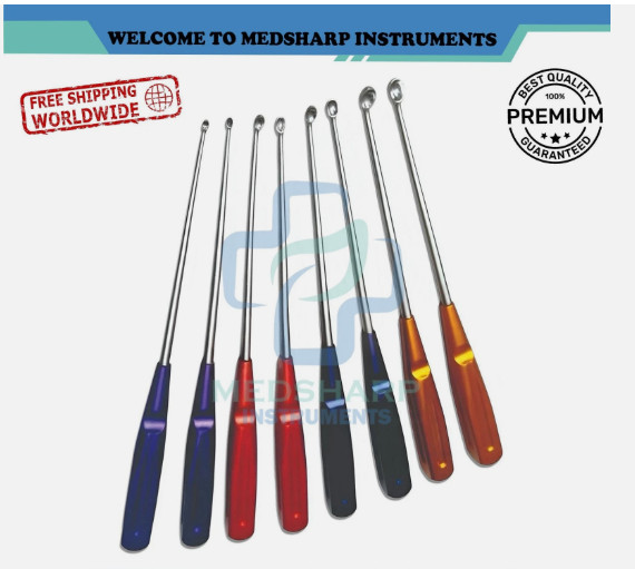 Volkmann Bone Curette Set Colored 8 PCS Orthopedic Surgical Instruments