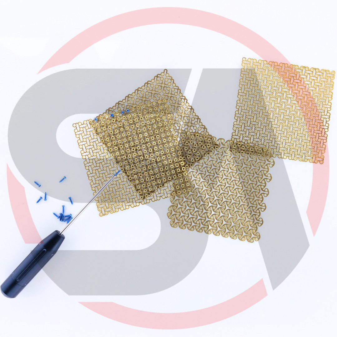 0.6mm Craniomaxillofacial Mesh Plate 100×100 with Crosshead Screws 55 Pcs Set Ti