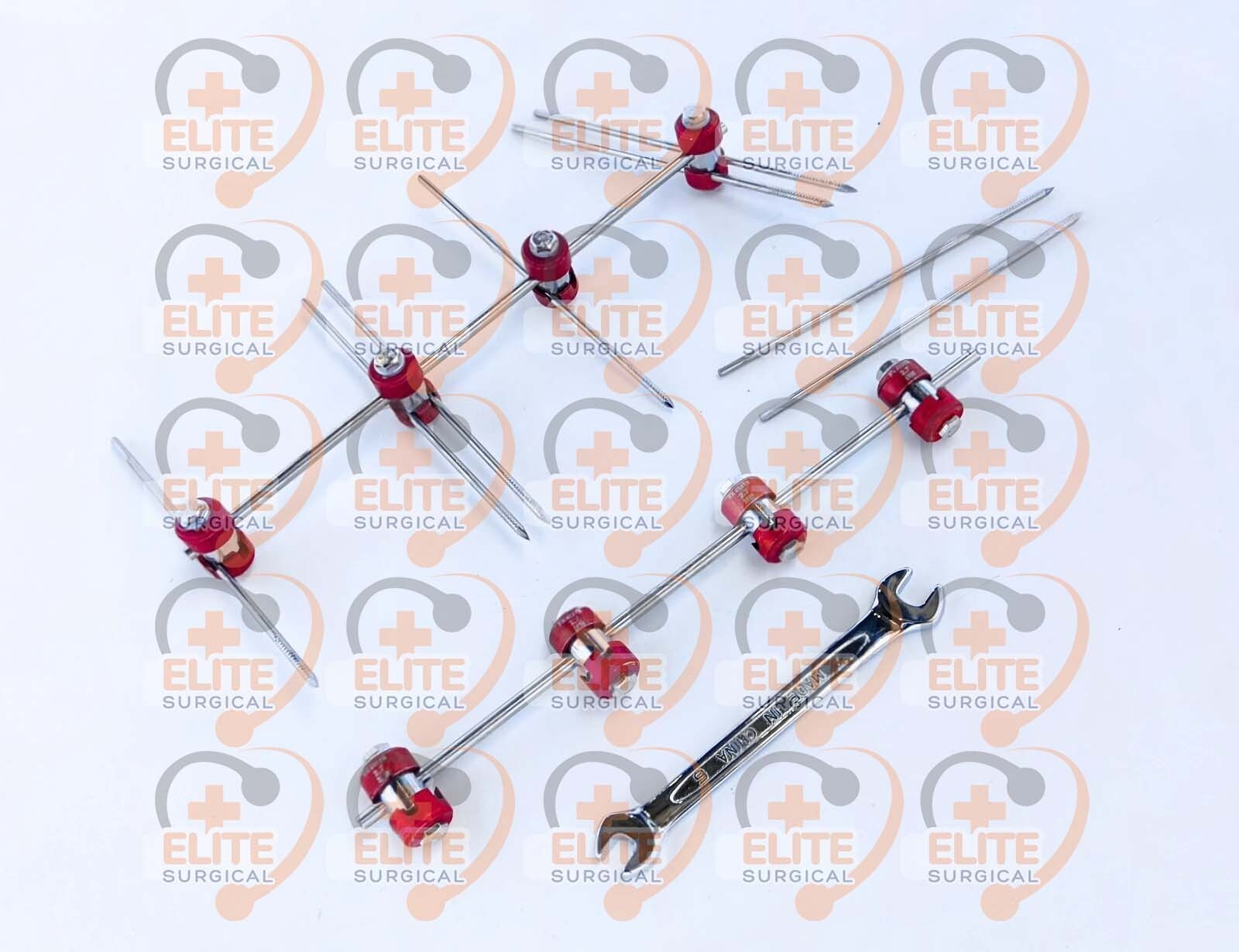 AO Type 2.7mm External Fixator Set Clamps Rods & Schanz Pins 19 Pcs