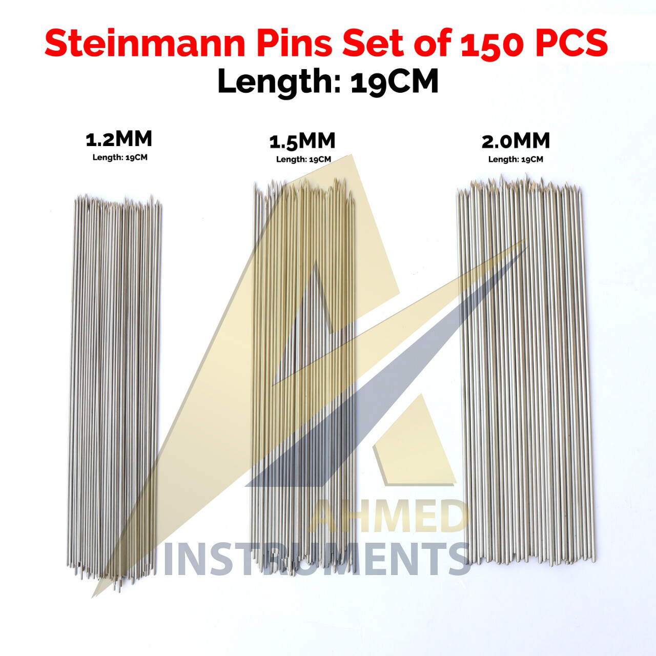 Steinmann Pins 19cm Set of 150 PCS Orthopedic Surgical High Quality Instruments