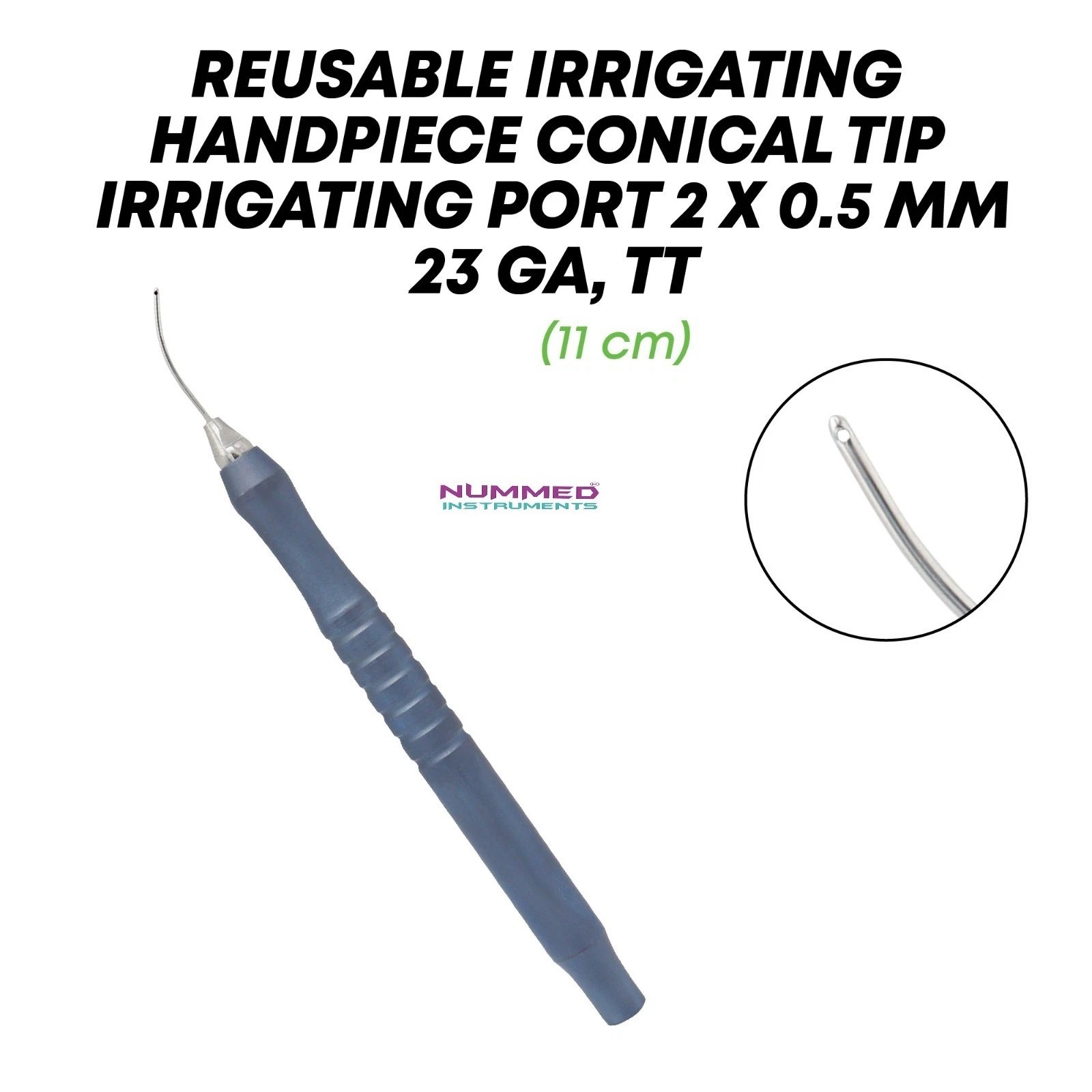 Ophthalmic Eye Instruments Irrigating Handpiece Conical 2x 0.5mm Titanium Tip