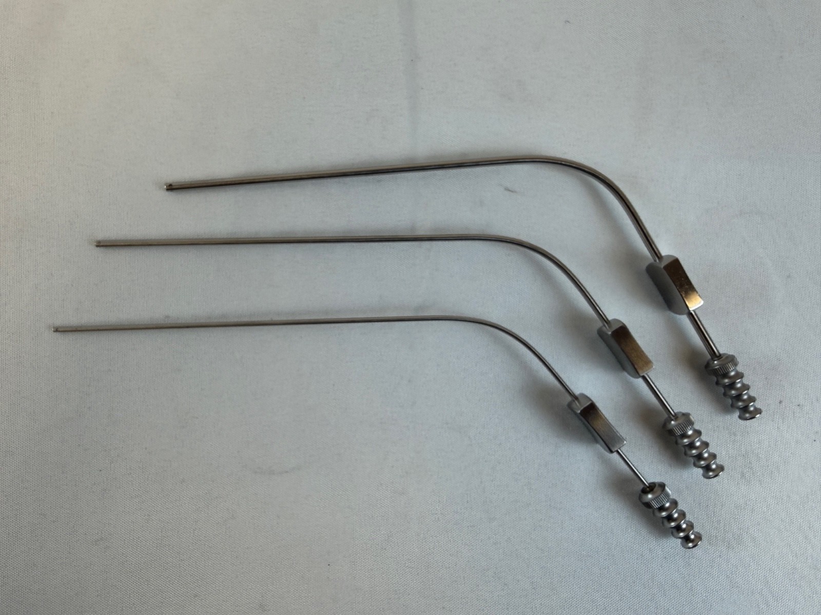 Set of 3 V. Mueller NL9708-00X McCulloch 5″ Suction Tubes w/ Holes 5Fr 7Fr 9Fr