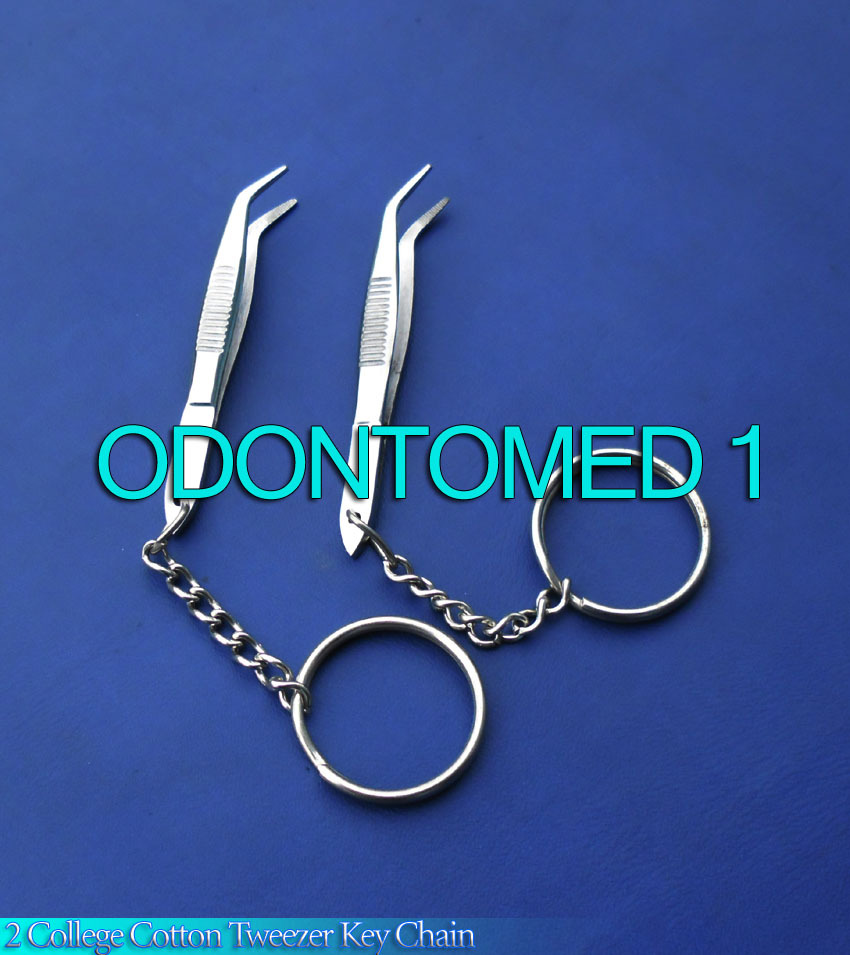 2 College Cotton Tweezers Key Chain Dental Surgical Instruments