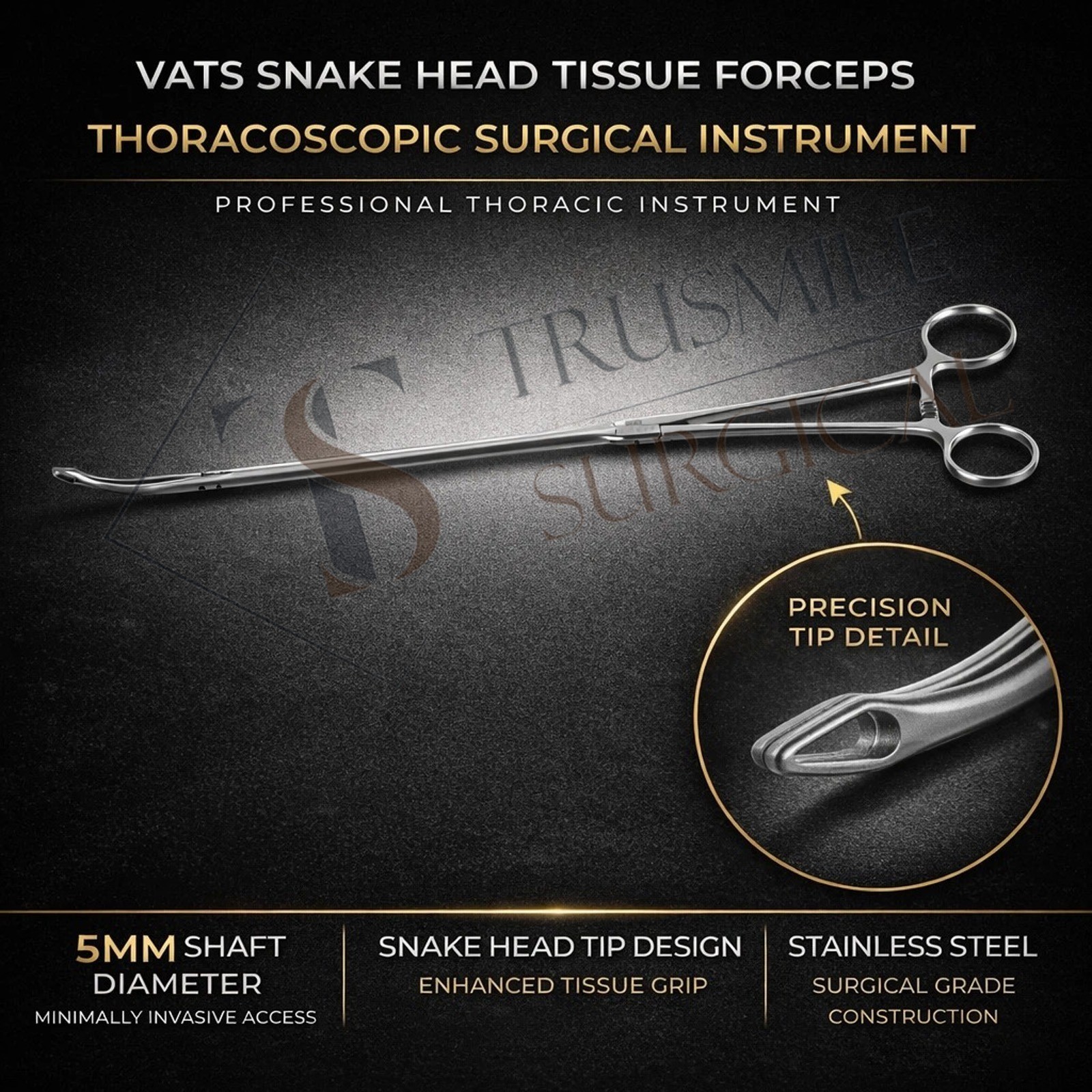 VATS Snake Head Tissue Forceps – Thoracoscopic Thoracic Surgical Instrument