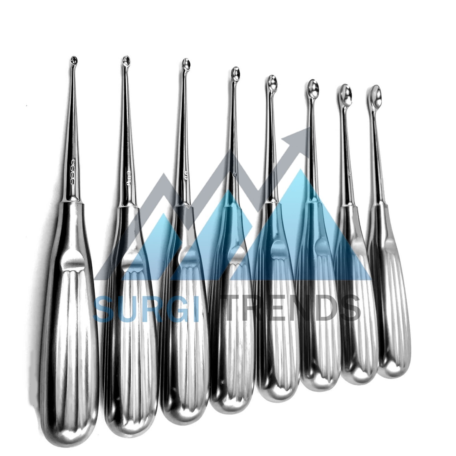 Set 8 Volkmann bone curette sharp spoon dental Medical Surgical tissue surgery