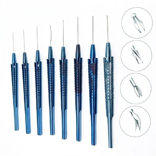 Retinal forceps IO Ophthalmic Micro Surgical Instruments 23 G Serated Curved