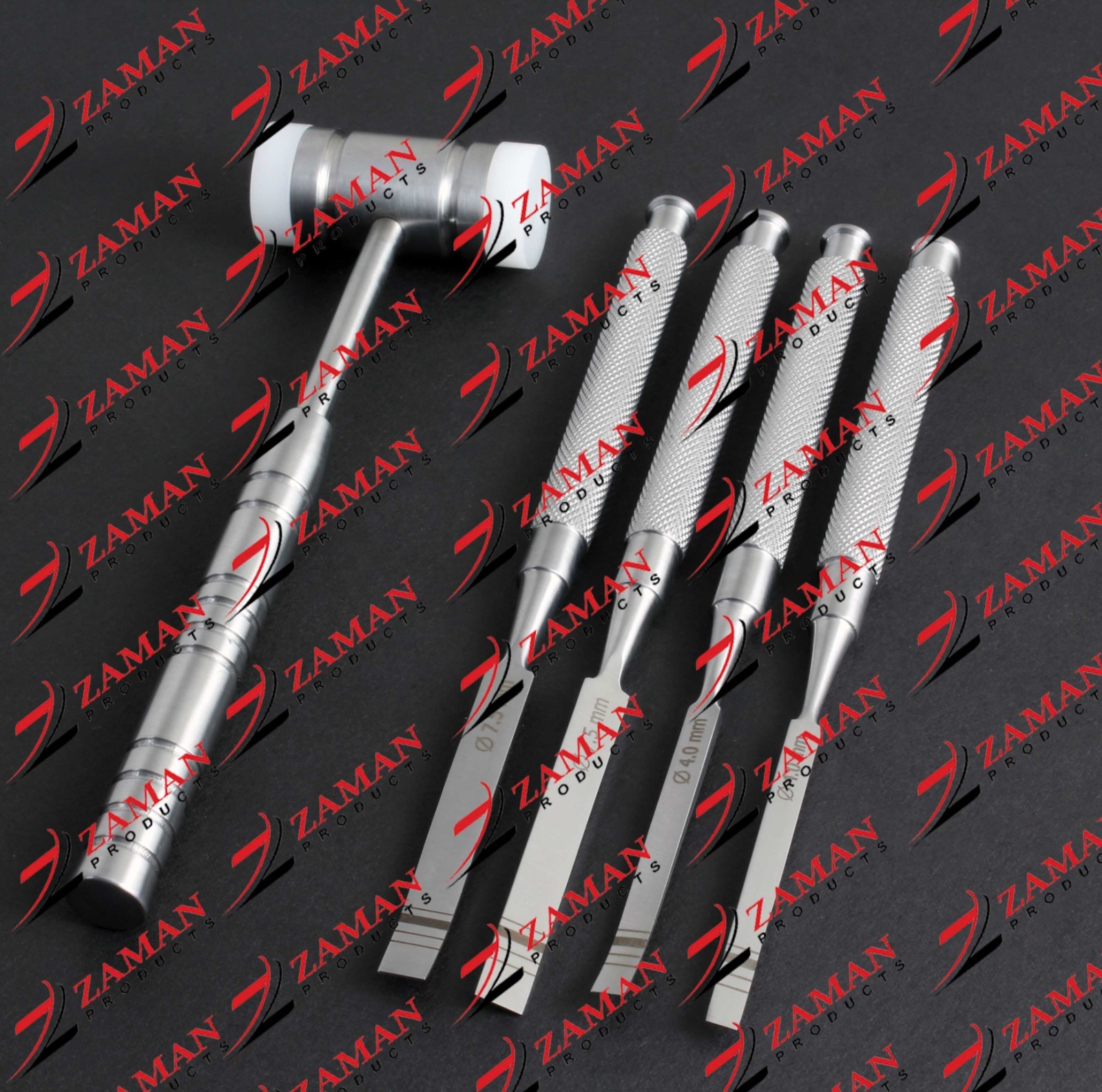 Ridge Splitting Bone Chisels with Mead Mallet Dental Periodontal Inst 5 PCs Set