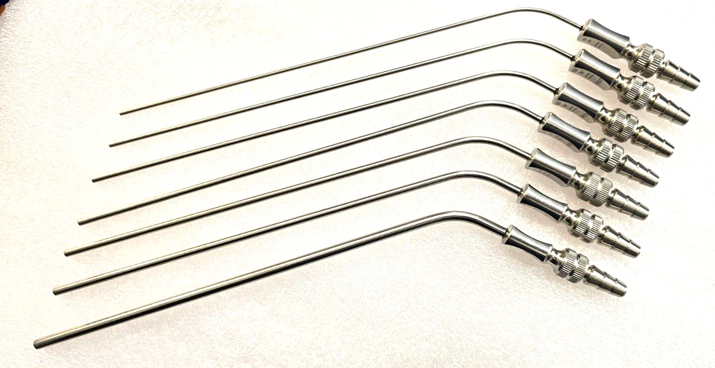 SSI Ultra Surgical Frazier Suction Tube 6,7,8,9,10,11,14FR Angled Set of 7