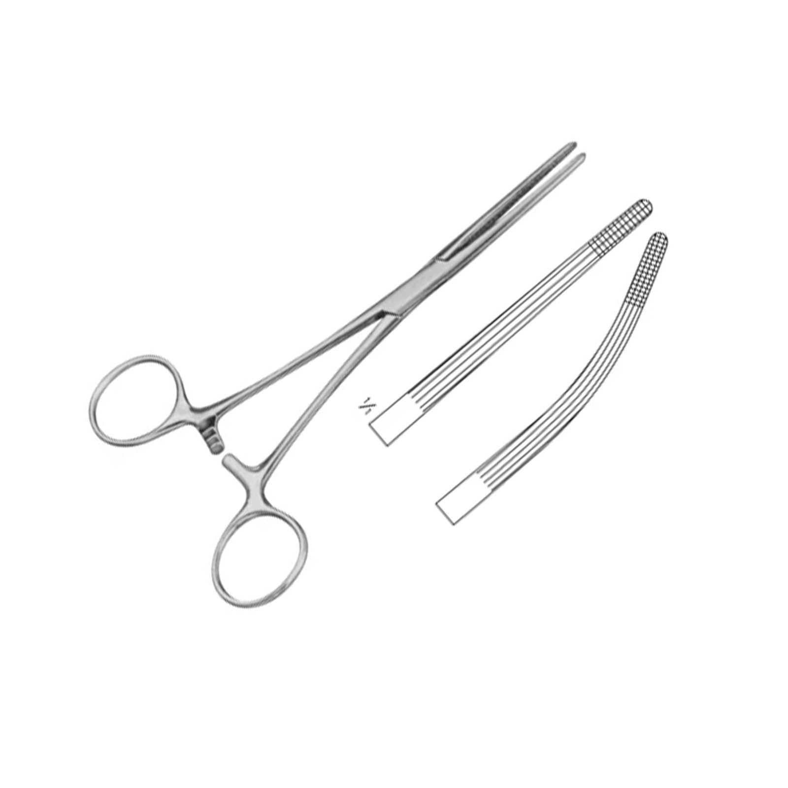 Share 6 Rochester-Carmalt Intestinal Forceps 8″, Crvd Long Srted Jaw, Cross Sr
