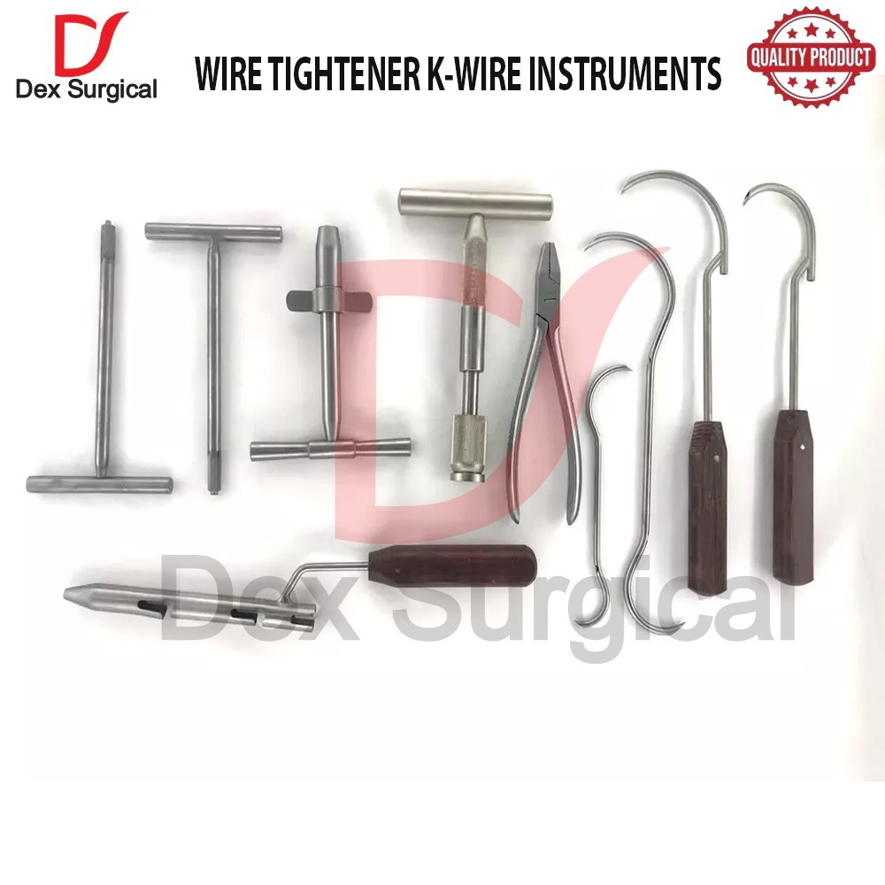 Orthopedic K-Wire Instrument Set 10-Pcs Kit with Wire Passer and Tightener Tools