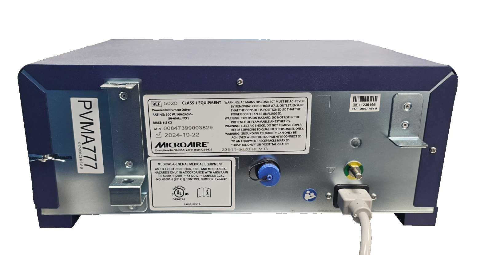 MicroAire PAL 750 with 5020 console, 2 Hand Pieces, 4 Cables and tubing