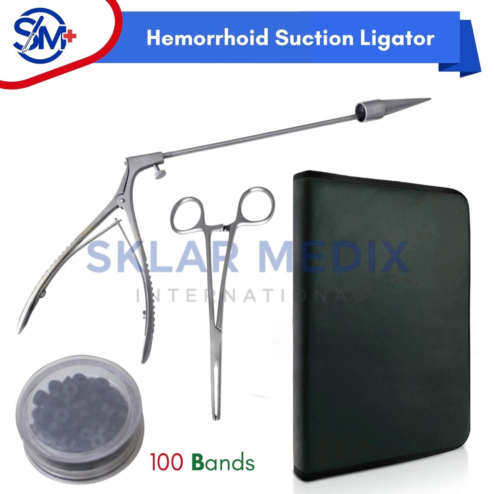 Hemorrhoid Suction Ligator With 100 bands Surgical Instruments Set High Quality