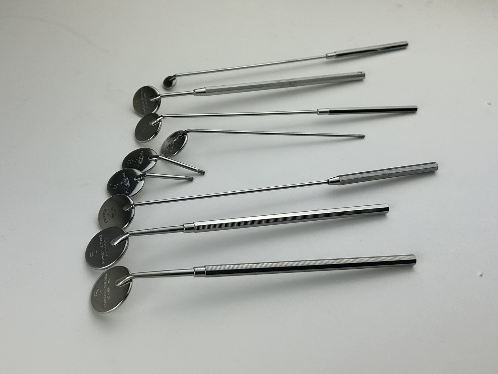 Laryngeal Surgical Mirror Lot of 6 Complete Mirrors With 3 Tips AESCULAP OM085R