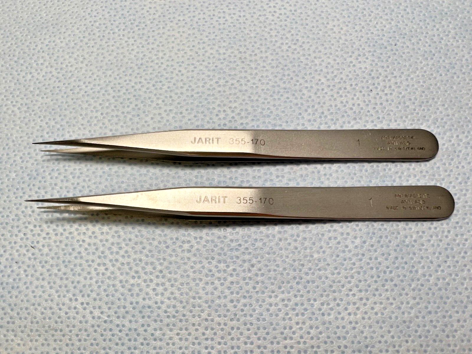 Pair Of 2 Jarit 355-170 Fine Straight Jeweler Forceps 4-5/8″, Style No. 1