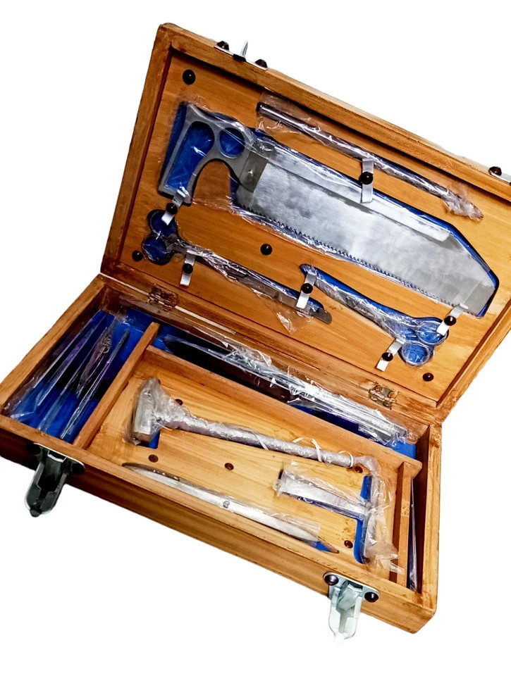 Post Mortem Instrument Set / Autopsy / Dissection Kit Anatomy 19Pcs Wooden Box