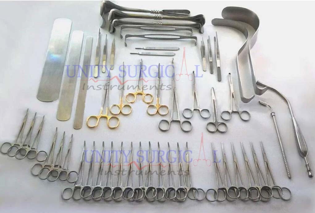 Basic Laparotomy Instruments 104 Pcs Surgery Set Medical Abdominal Gold