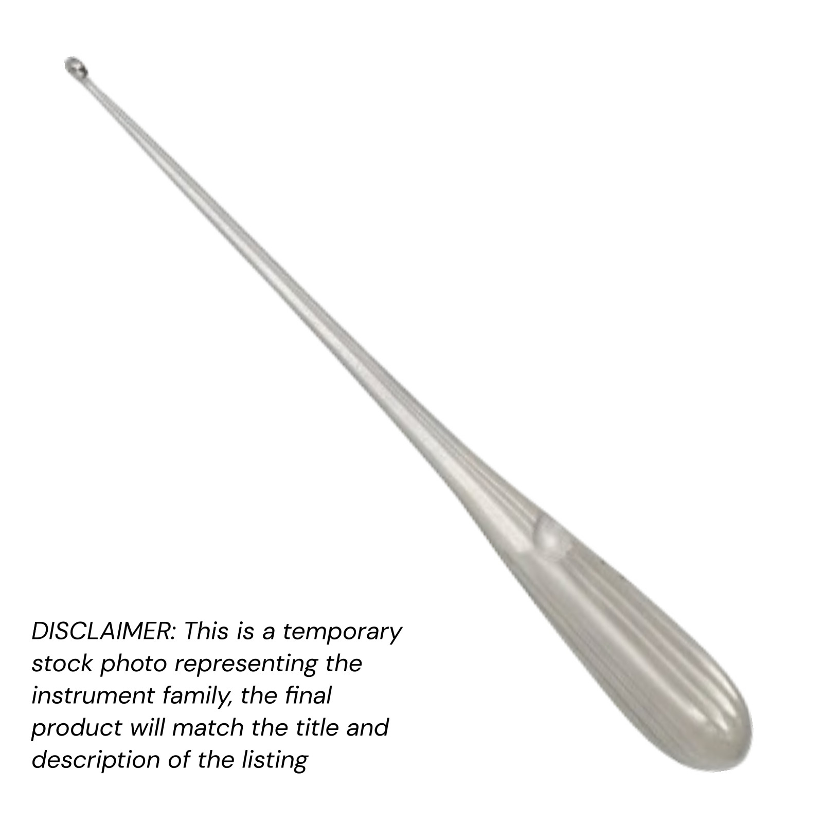 Spratt (Brun) Bone Curette, 9″, Straight, Oval Cup, Sz 00 (3.5×4.5 mm), Premium