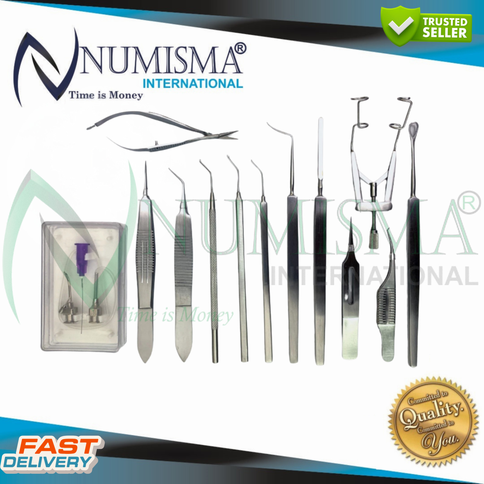Ophthalmic Cataract Eye Micro Surgery Kit 12 Pcs Surgical Instruments Set